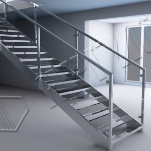 Лестница из нержвеющей стали и стекла